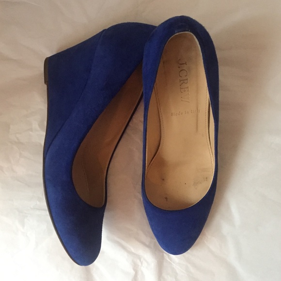 J. Crew Shoes - J. Crew round toe wedges blue suede sz 6